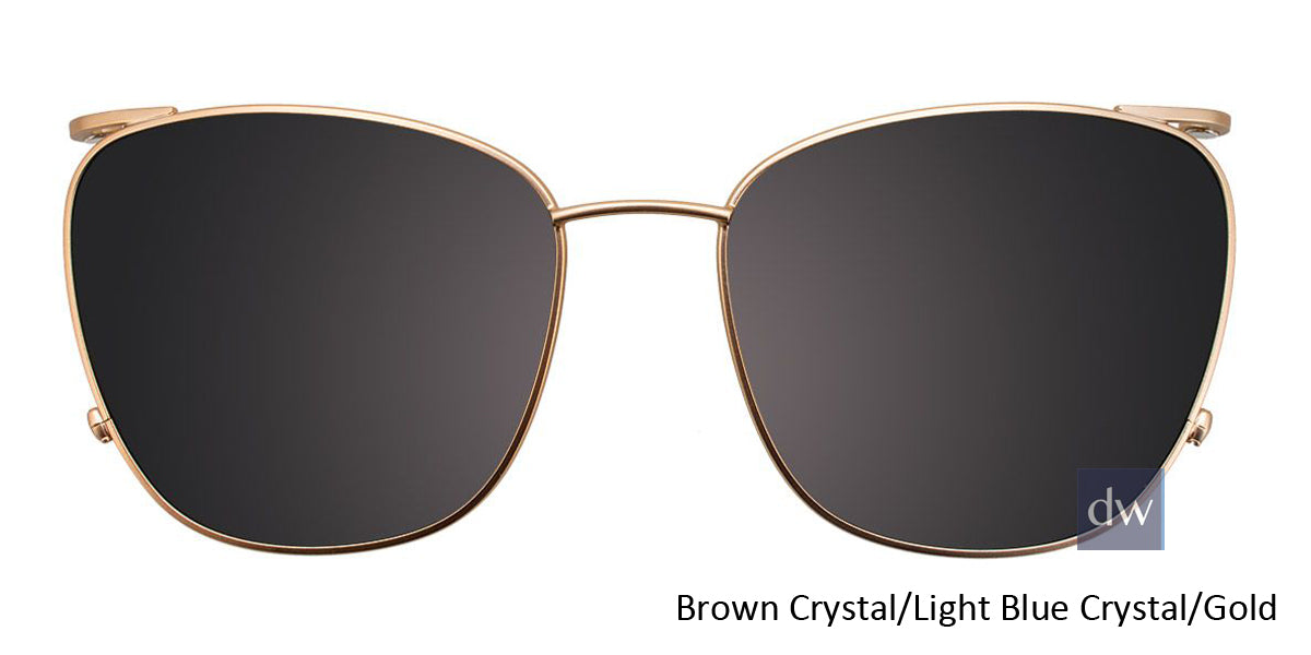 Brown Crystal Light Blue Crystal Gold Clip-On