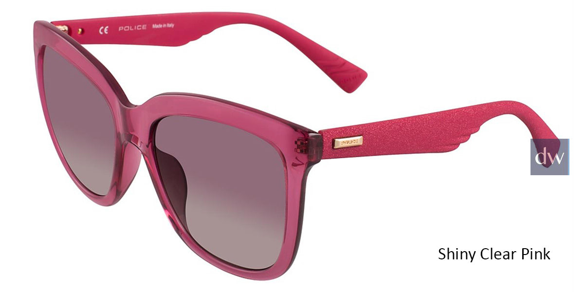 Shiny Clear Pink Police SPL410 Sunglasses.