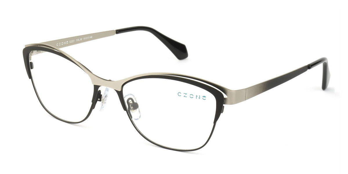 Black/Silver C-Zone E2221 Eyeglasses.