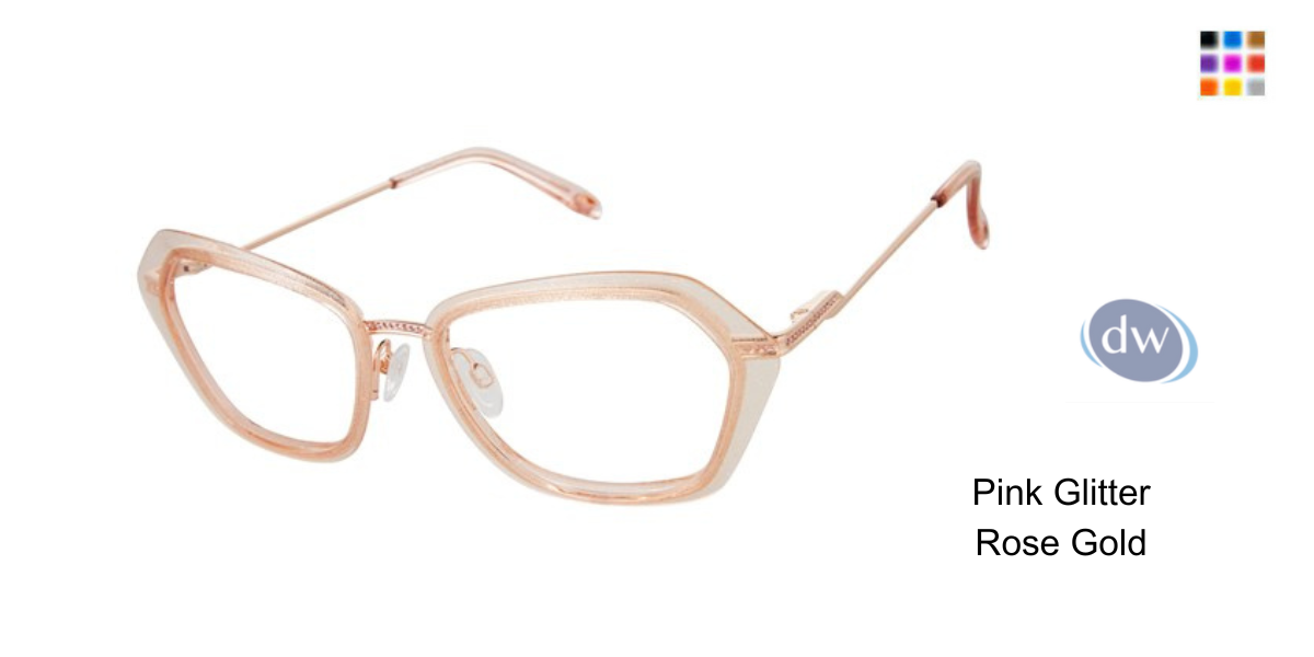 Pink Glitter-Rose Gold Victor Glemaud X Tura VGO021 Eyeglasses