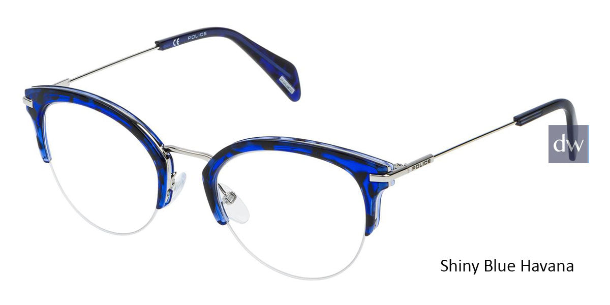 Shiny Blue Havana Police VPL418 Eyeglasses.