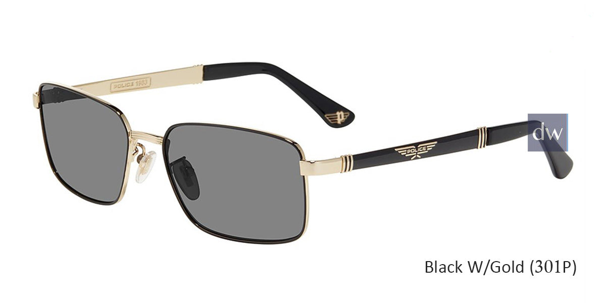 Black W/Gold(301P) Police SPLA54 Sunglasses.