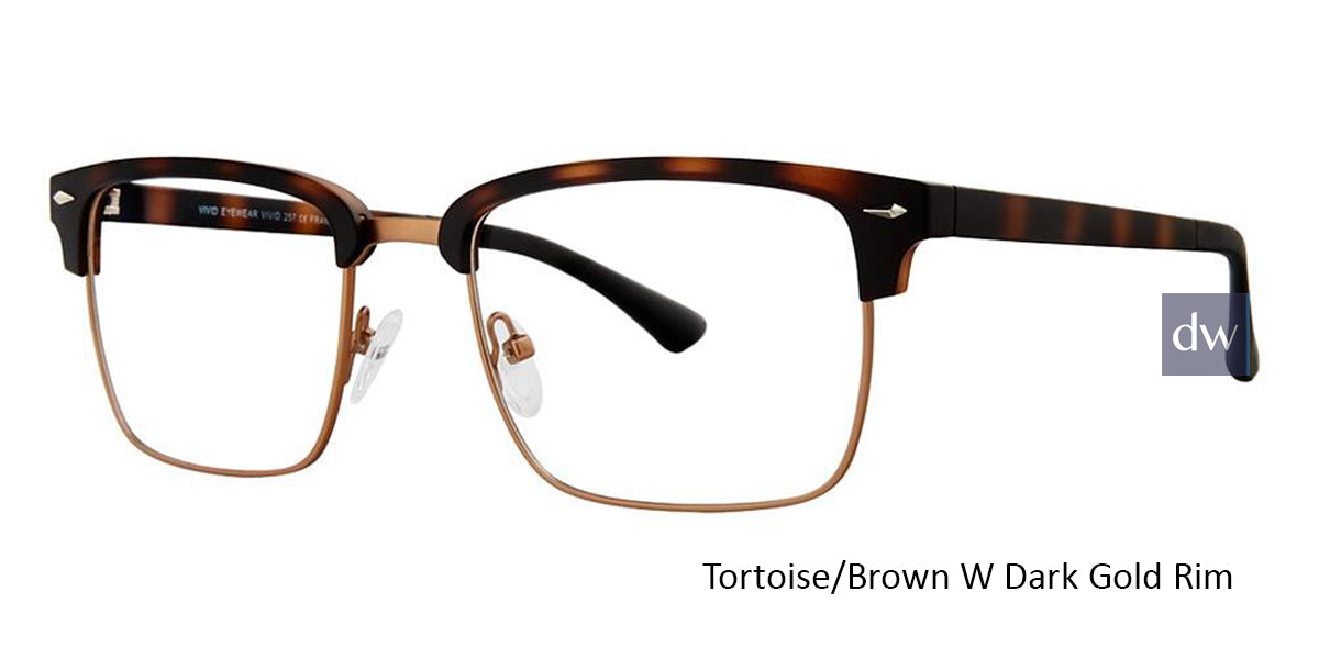 Tortoise/Brown W Dark Gold Rim Vivid Collection Vivid 257 Eyeglasses.
