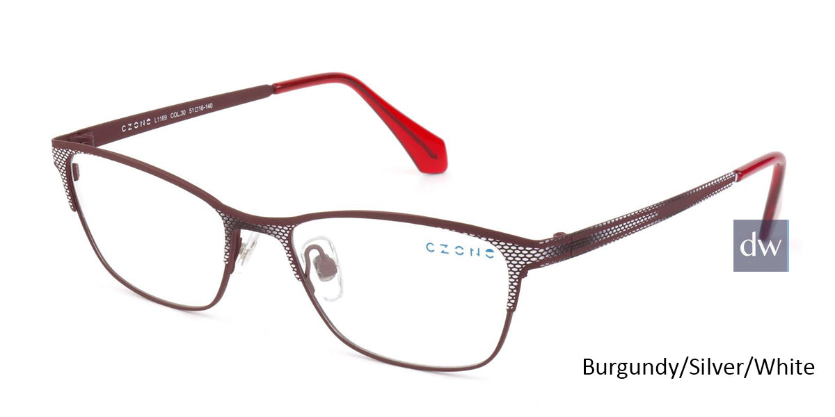 Burgundy/Silver/White C-Zone L1169 Eyeglasses.