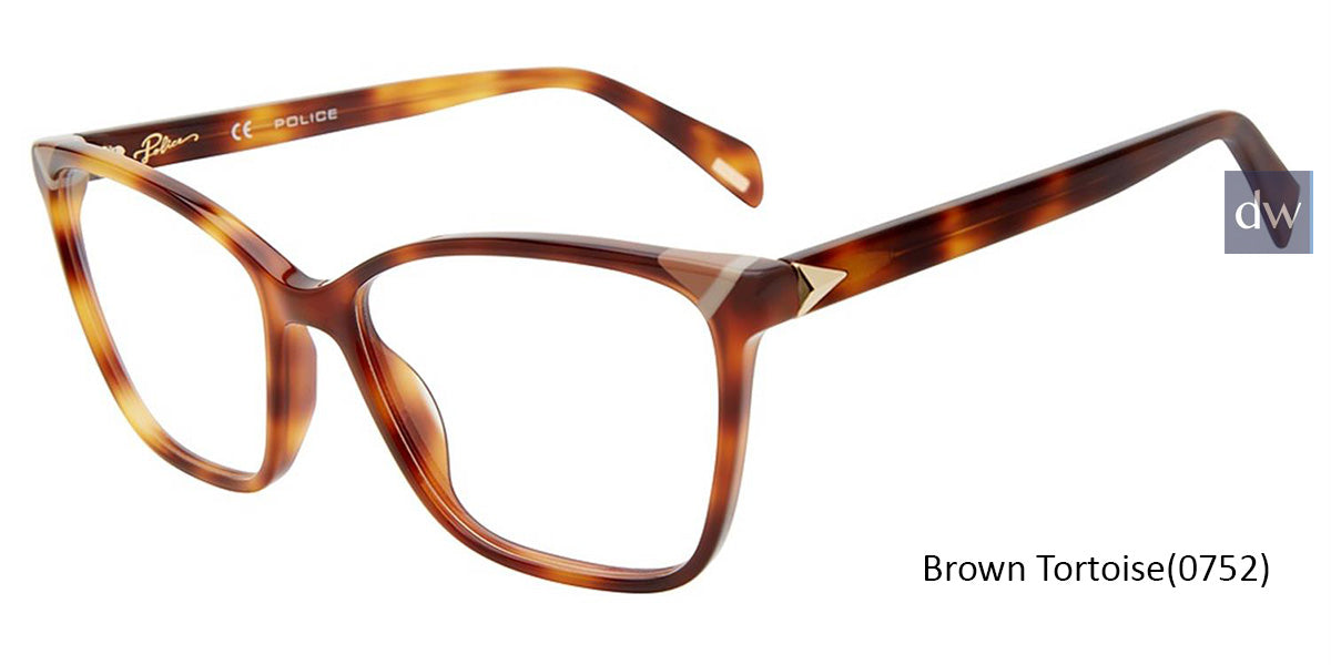 Brown Tortoise (0752) Police VPLD89V Eyeglasses.