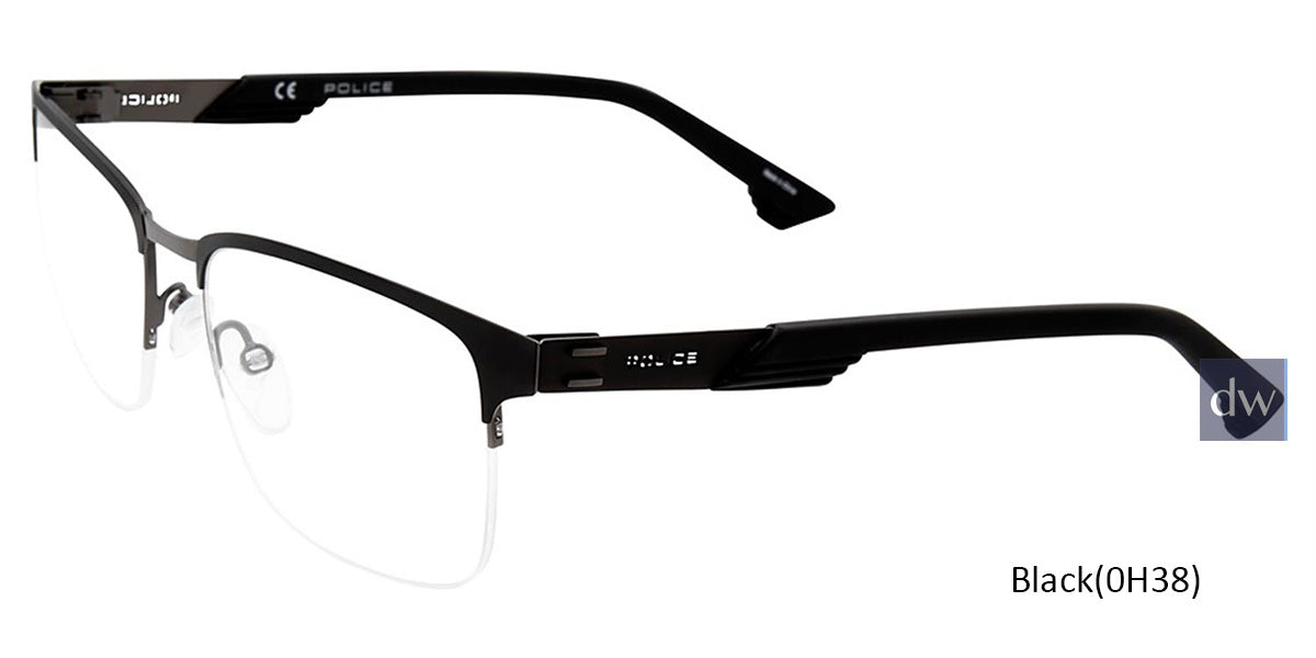 Black (0H38) Police VPL481 Eyeglasses.