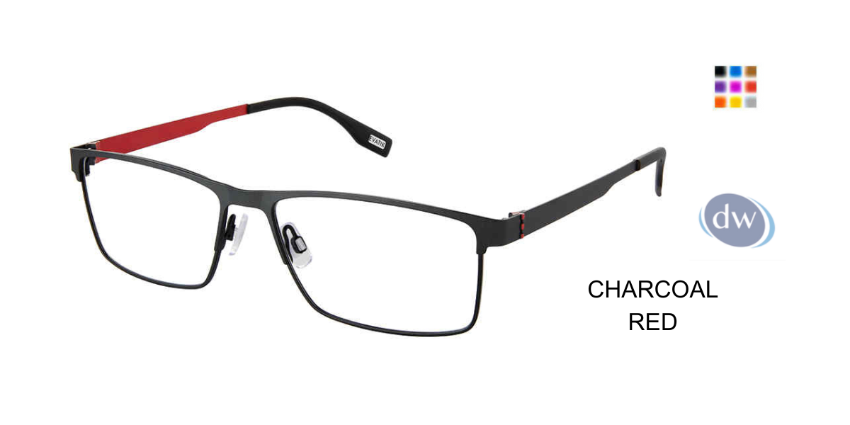 EVATIK E-9249 Eyeglasses Charcoal Red