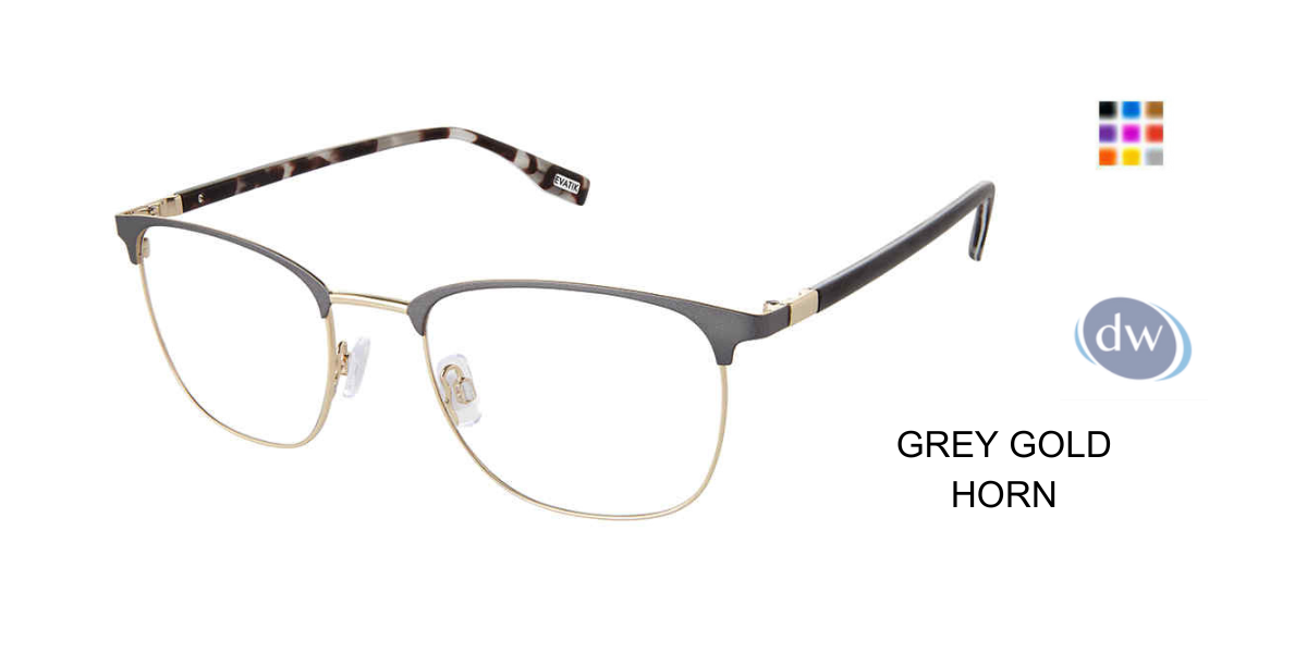 EVATIK E-9255 Eyeglasses Grey Gold Horn