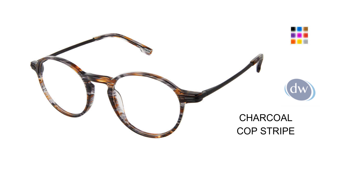 EVATIK E-9260 Eyeglasses Charcoal Cop Stripe