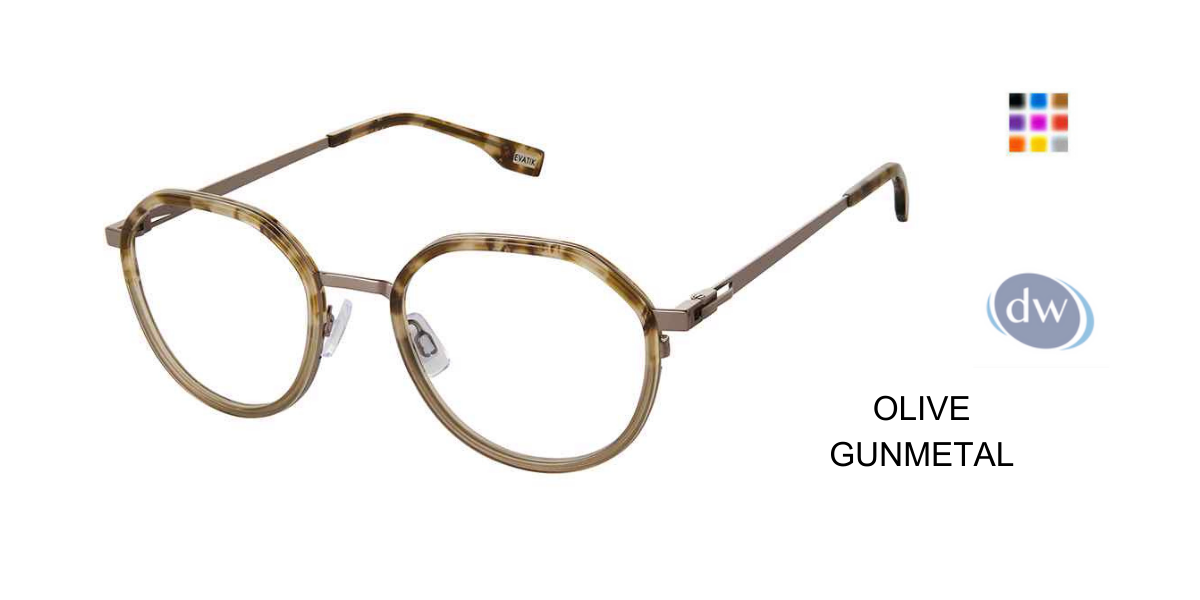 EVATIK E-9232 Eyeglasses OLIVE GUNMETAL