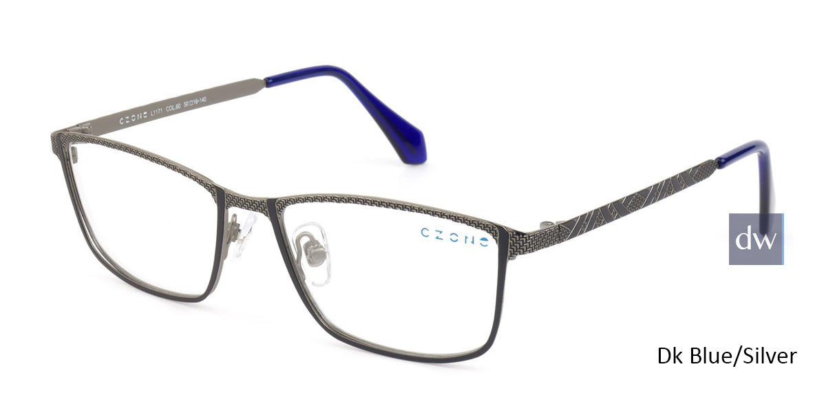 Dk Blue/Silver C-Zone L1171 Eyeglasses.