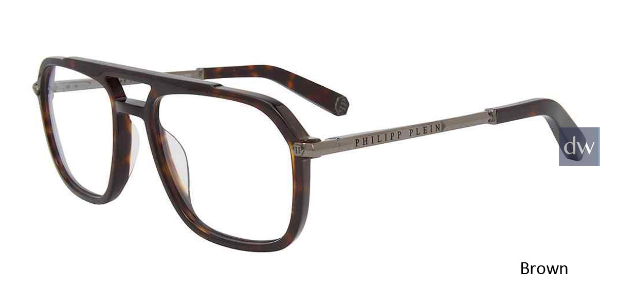 Brown Philipp Plein VPP018M Eyeglasses.