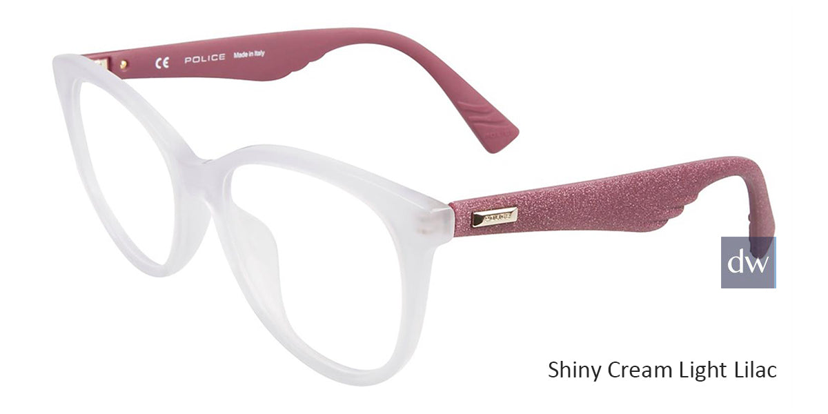 Shiny Cream Light Lilac Police VPL413 Eyeglasses.