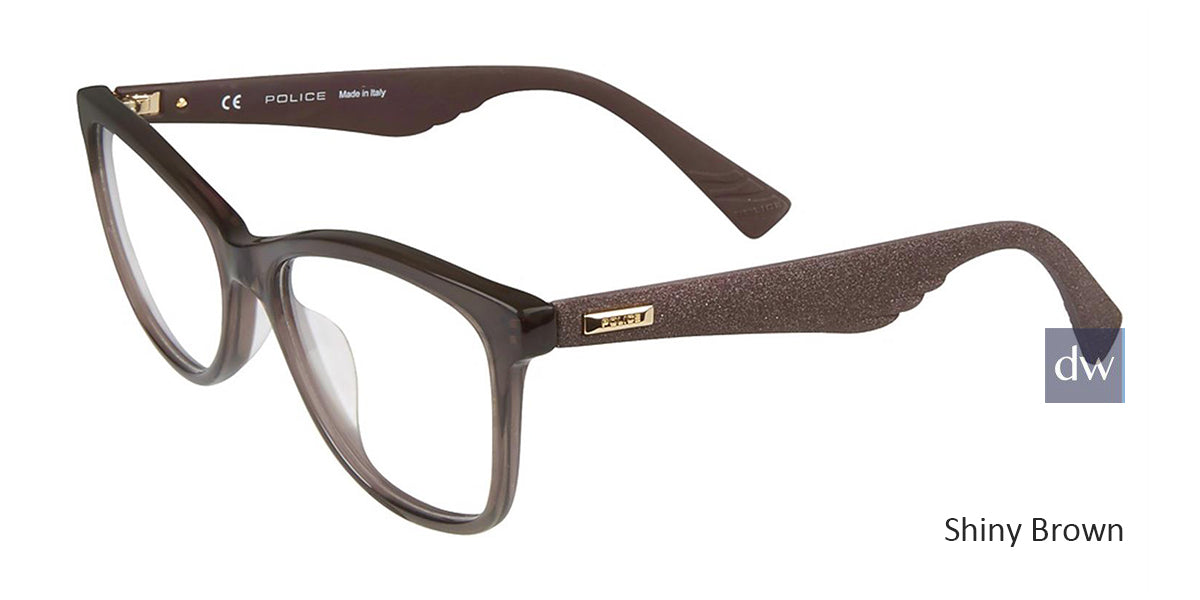 Shiny Brown Police VPL414 Eyeglasses.