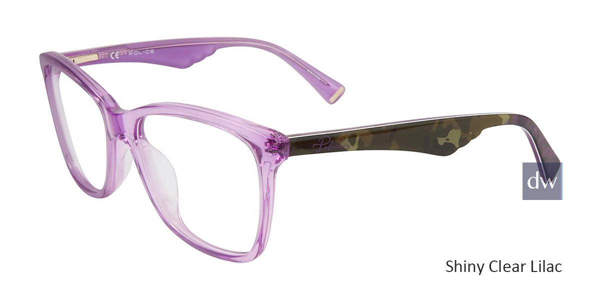 Shiny Clear Lilac Police VPL415 Eyeglasses.