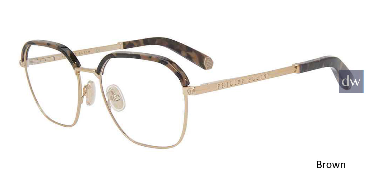 Brown Philipp Plein VPP017M Eyeglasses.