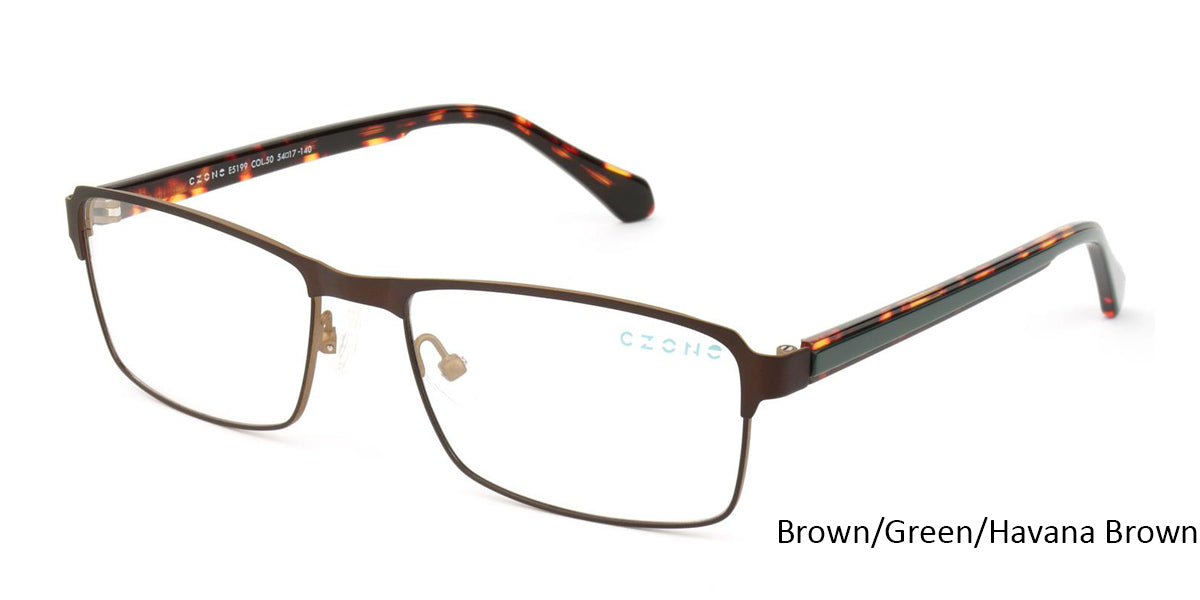 Brown/Green/Havana Brown C-Zone E5199 Eyeglasses.