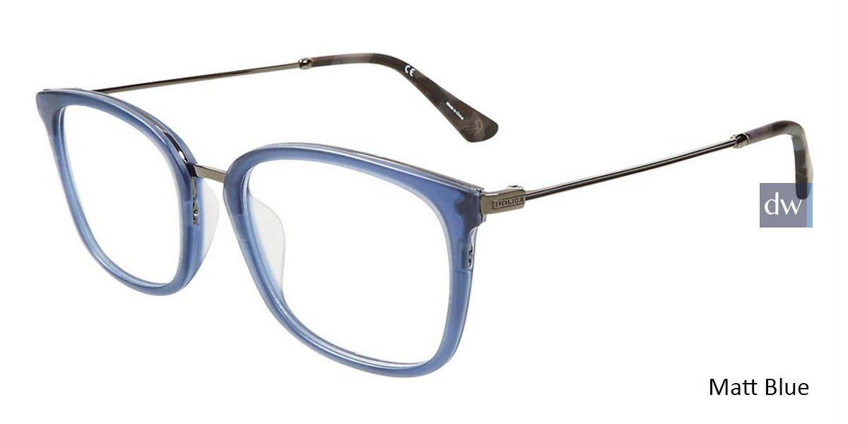 Matte Blue Police VPL561 Eyeglasses.