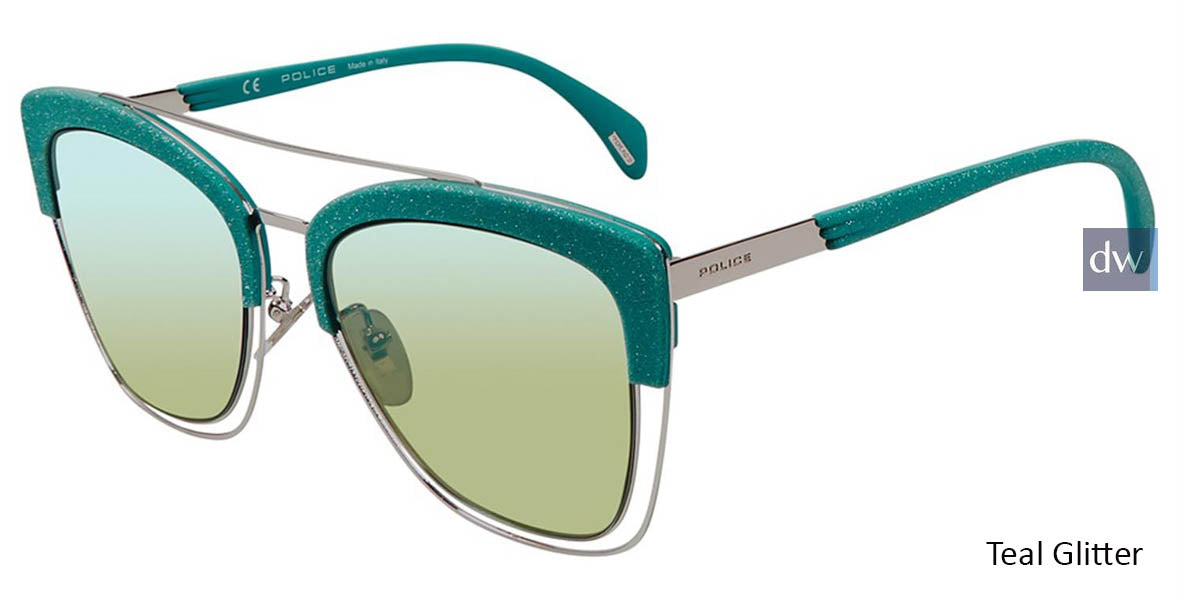 Teal Glitter Police SPL618 Sunglasses