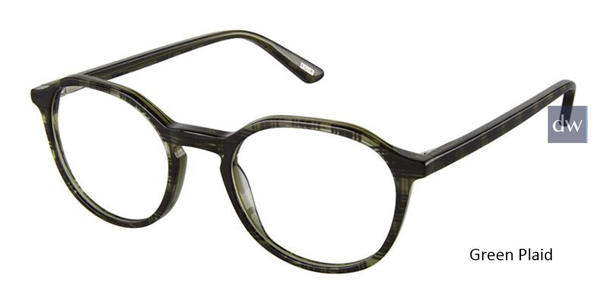 Green Plaid Kliik Denmark K-725 Eyeglasses - Teenager