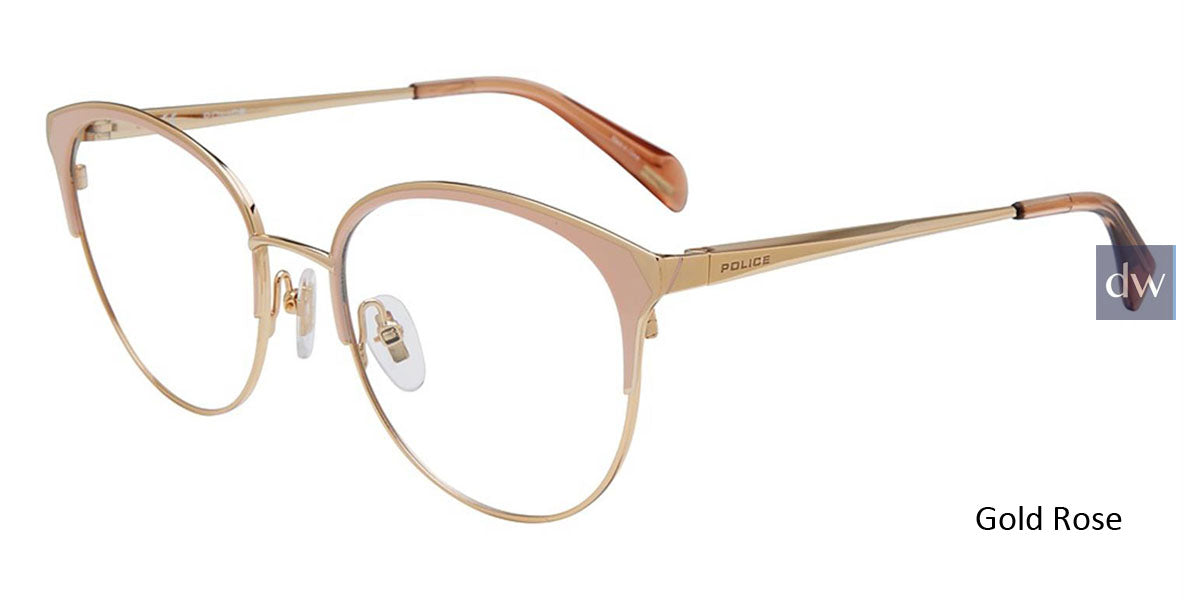 Gold Rose Police VPL843 Eyeglasses.