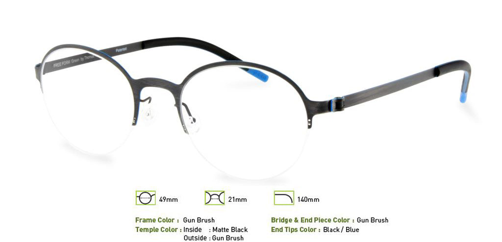 Gunmetal Brush Free-Form FFA915 Eyeglasses.
