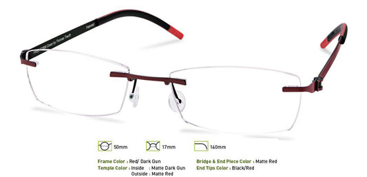 Red/ Dark Gunmetal Free-Form FFA951 Eyeglasses