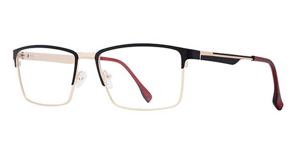 Black Gold:
Vivid Big and Tall 29 Rectangle Eyeglasses in Black Gold — men's wide fit full metal frame