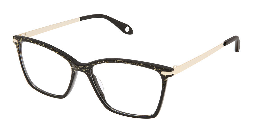 FYSH F-3759 Modified Square Eyeglasses in Black Gold — women's acetate combination frame with stainless steel temples