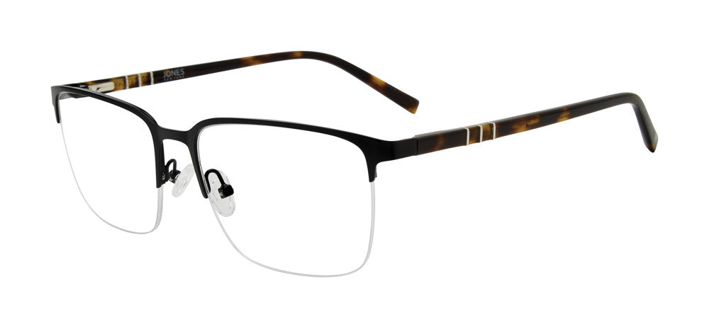 Jones New York VJOM379 Rectangle Eyeglasses in Black — men's semi-rimless metal frame