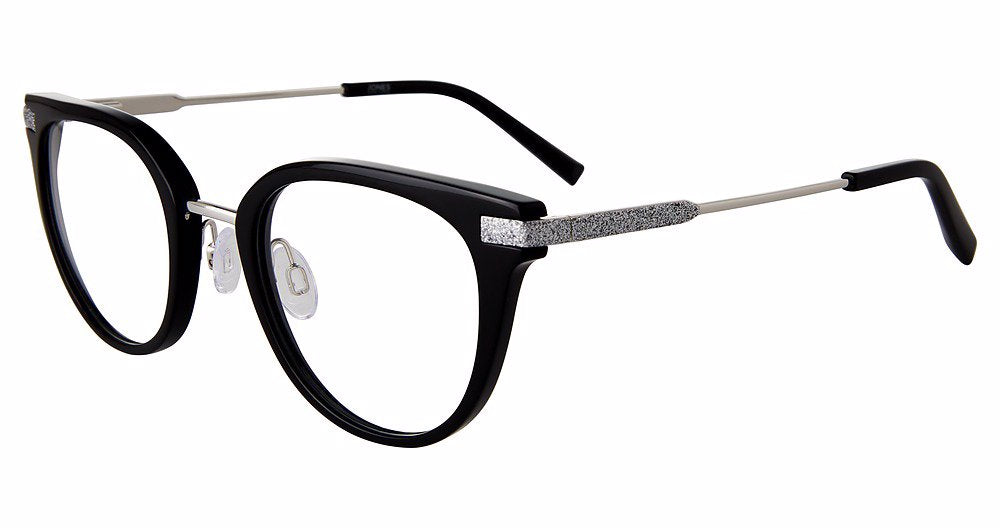 Jones New York VJON789 Modified Oval Eyeglasses in Black — women's full acetate frame
