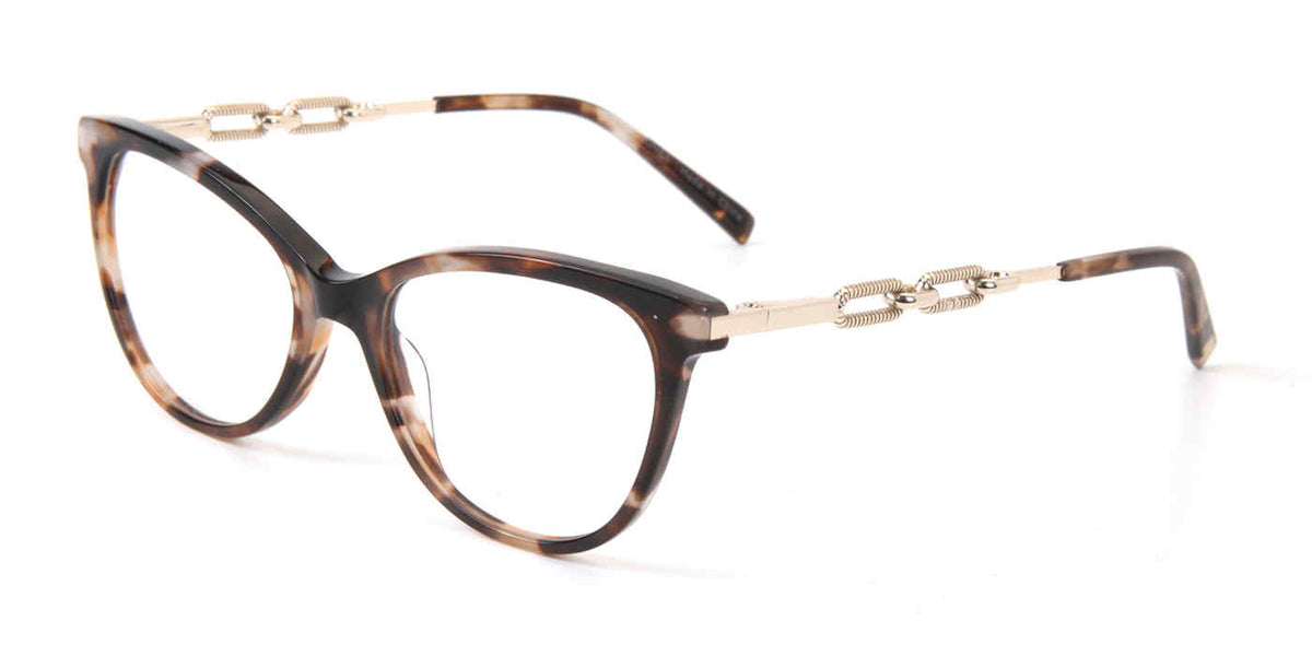 Jones New York VJOP254 Cat Eye Eyeglasses in Brown Havana — women's full-rim acetate front with metal temples