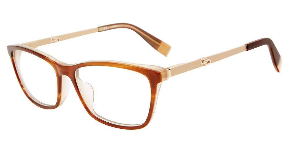Brown:
Furla VFU494 Square Eyeglasses in Brown — women's full rim frame, standard hinge