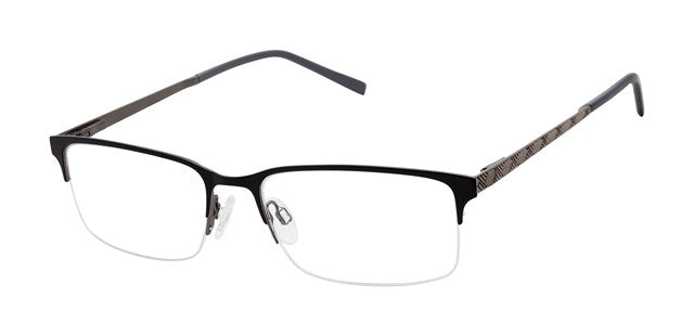 Geoffrey Beene G484 Soft Rectangle Semi-Rimless Eyeglasses in Black — men's wide-fit full stainless steel frame