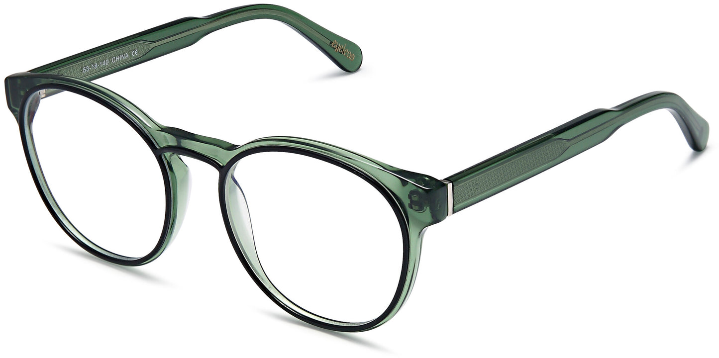 Capri EYELEOS CLAUDETTE Round Eyeglasses in Green — unisex full acetate frame