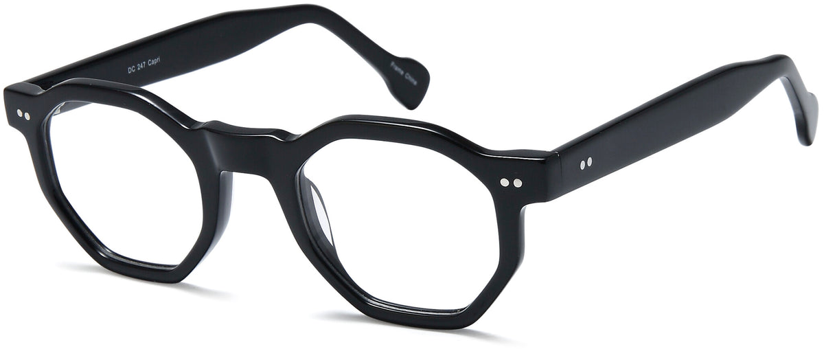 Black: Capri Di Caprio DC247 Geometric Eyeglasses in Black — unisex full acetate frame