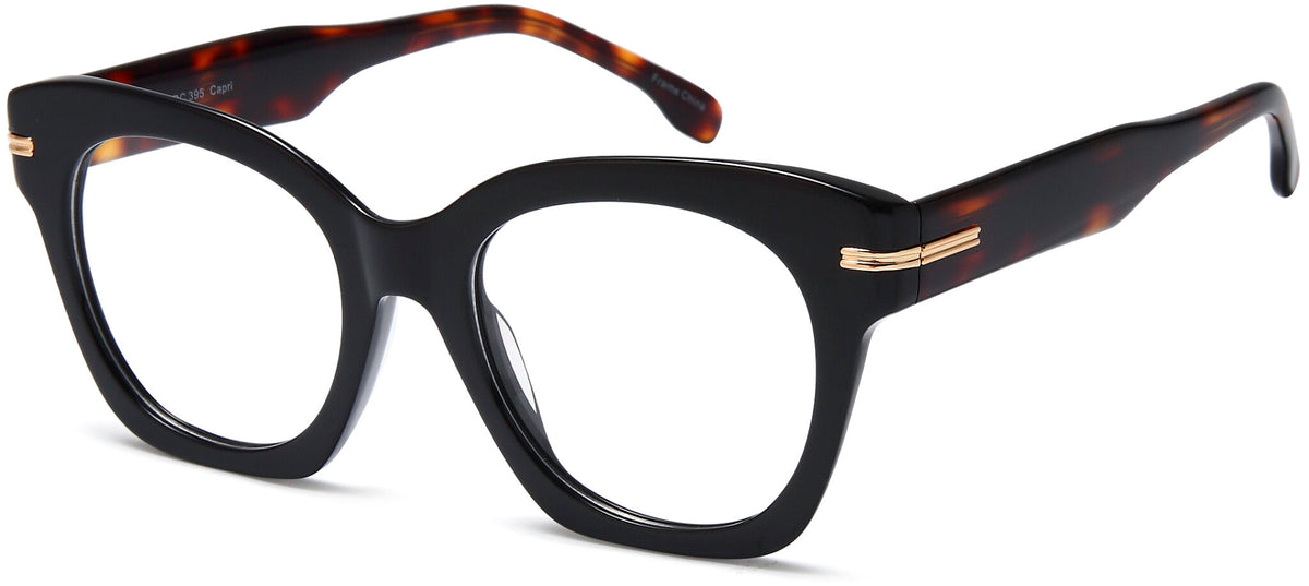 Black Tortoise:
Capri Di Caprio DC395 Cat Eye Eyeglasses in Black Tortoise — women's full acetate frame