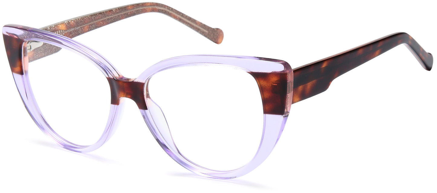 Lilac Tortoise:
Capri Di Caprio DC398 Cat Eye Eyeglasses in Lilac Tortoise — women's full acetate frame