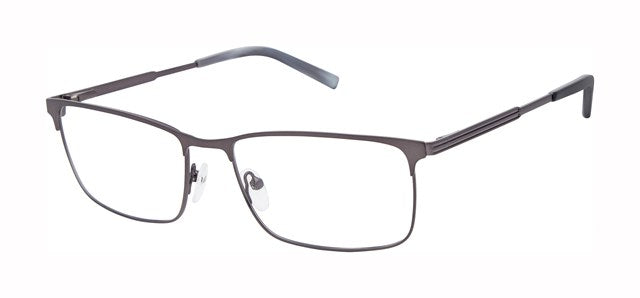 Geoffrey Beene G488 Soft Rectangle Eyeglasses in Dark Gunmetal — men's wide-fit full stainless steel frame