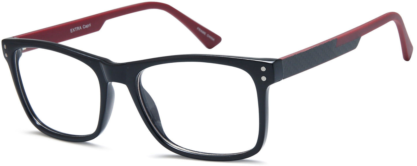 Capri Millennial EXTRA Rectangle Eyeglasses in Black Burgundy — men's full acetate frame
