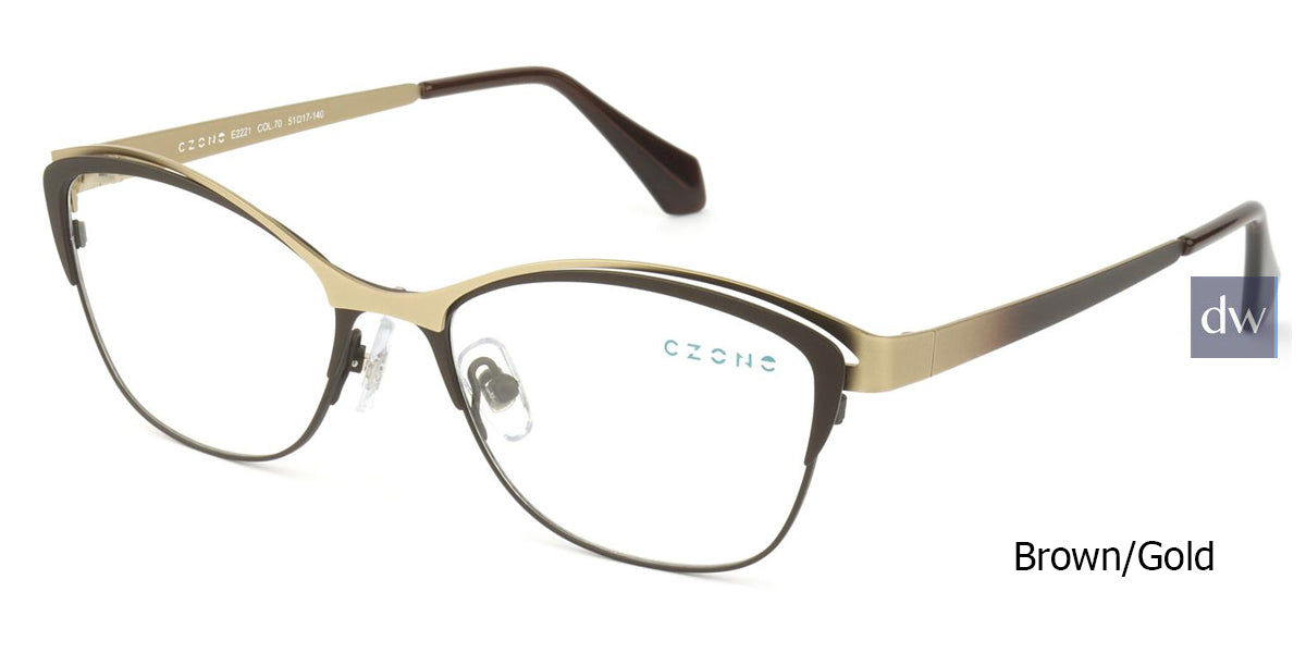 Brown/Gold C-Zone E2221 Eyeglasses.
