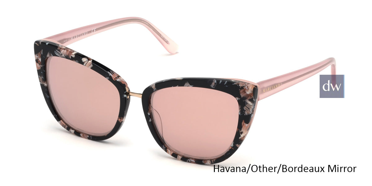 Havana/Other/Bordeaux Mirror Marciano GM0783 Sunglasses.