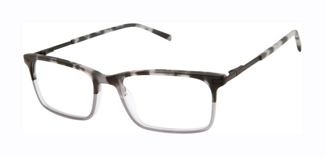 Geoffrey Beene G548 Soft Rectangle Eyeglasses in Grey Black — men's acetate front stainless steel temple frame