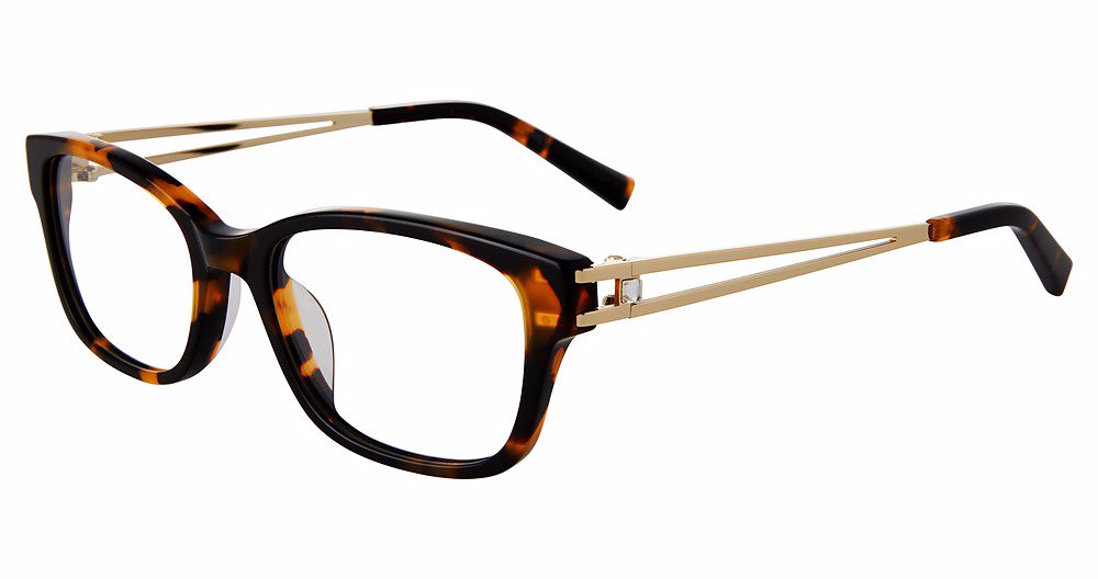 Jones New York VJOP250 Rectangle Eyeglasses in Havana — women's full-rim plastic frame with single bridge