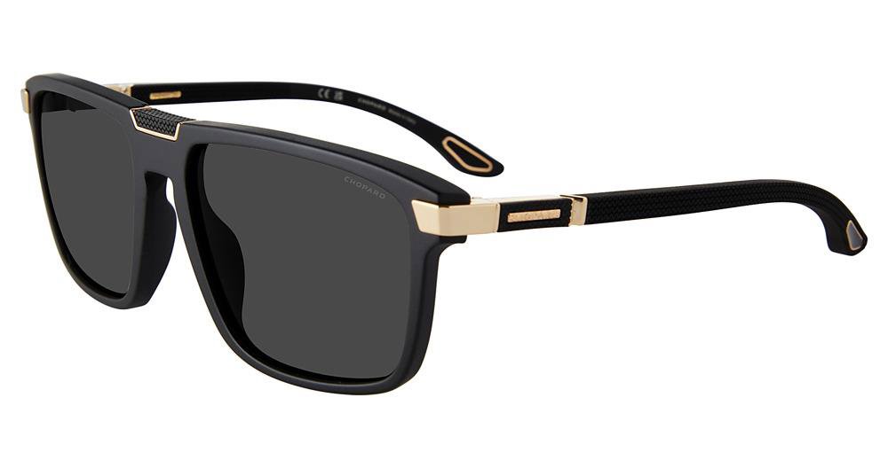 Chopard SCH359 Square Sunglasses in Matte Black — men's polarized full acetate frame, side view