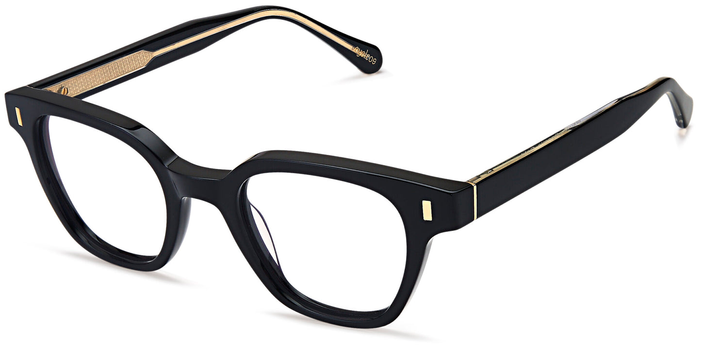 Capri EYELEOS MALALA Square Eyeglasses in Black Gold — unisex full acetate frame