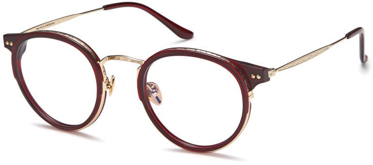 Burgundy Gold:
Capri Ago PF80007 Round Eyeglasses in Burgundy Gold — unisex metal & acetate frame