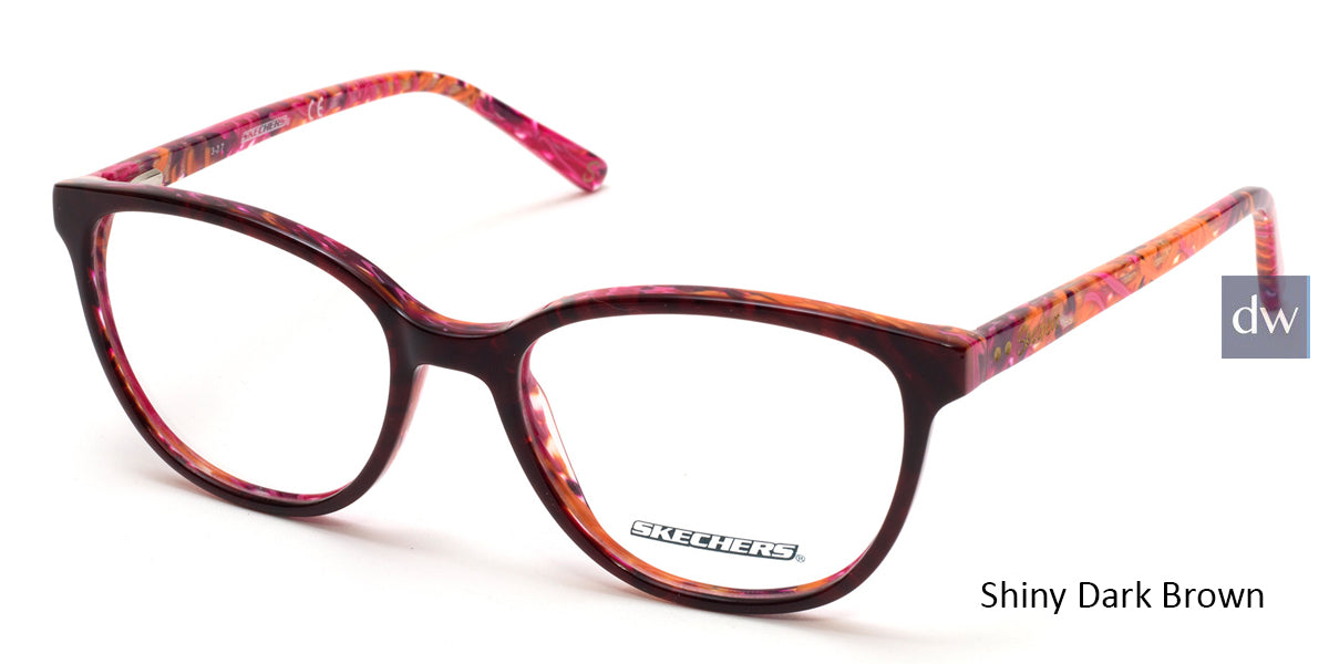 Shiny Dark Brown Skechers SE2137 Eyeglasses.