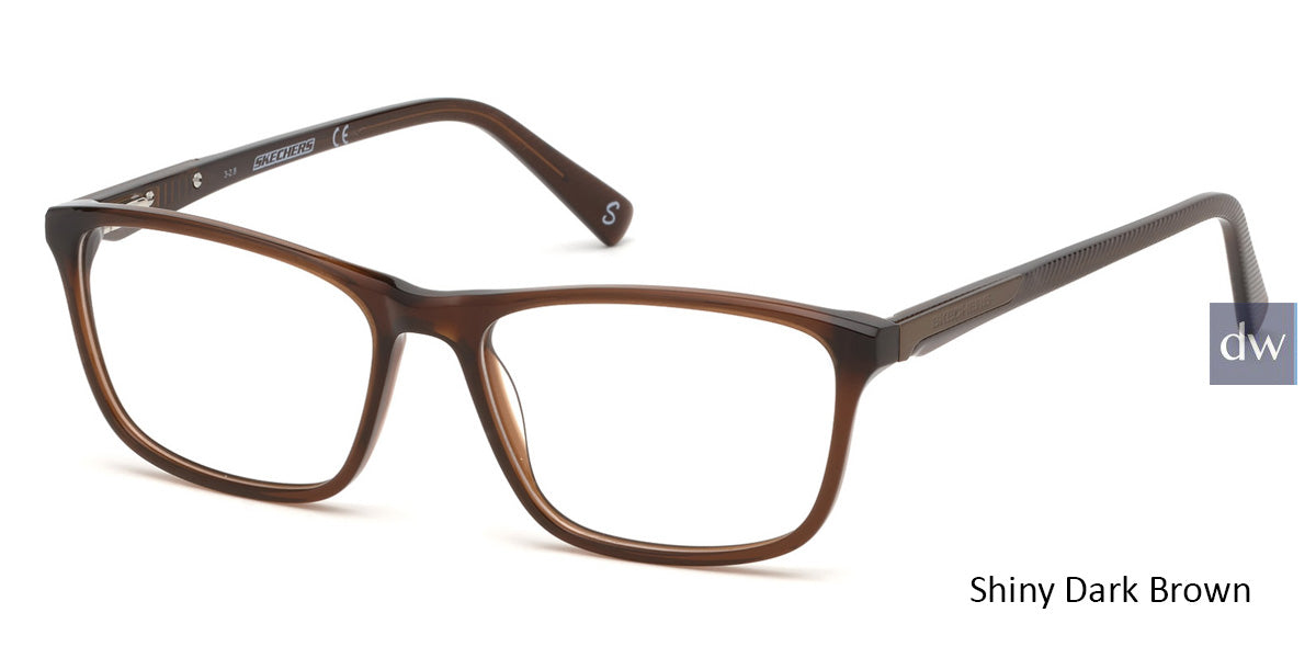 Shiny Dark Brown Skechers SE3231 Eyeglasses.