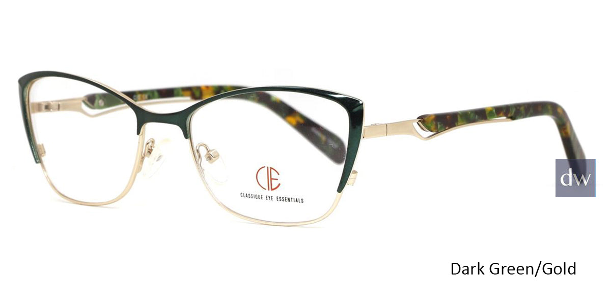 Dark Green/Gold CIE SEC143 Eyeglasses.